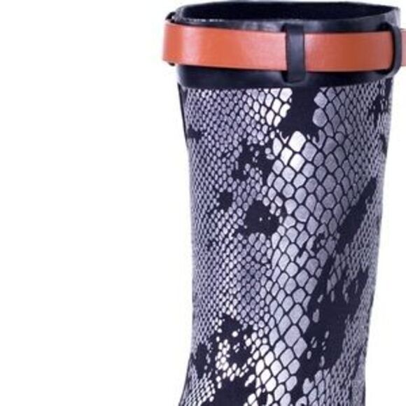 Womens Rain Boots Snake Skin Design Rubber RainBoots Wellies - Picture 3 of 4